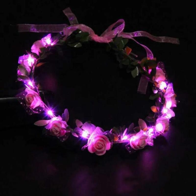 Led Flower Headband: Adjustable Fit 50cm Circumference, Lifelike Foam Flower & Leaf Design - Versatile 3 Lighting Modes, Ready To Use For Women, Adults, Children, Parties, Weddings & Daily Wear - Image 4