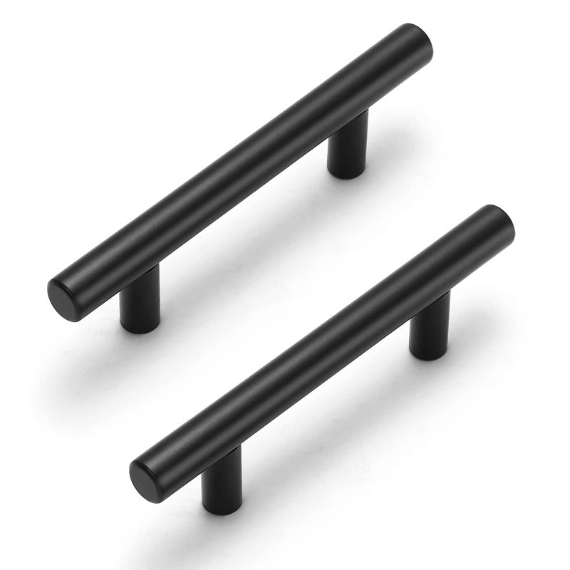 Estmoon 30 Pack Cabinet Handles Matte Black Cabinet Pulls with 3 Inch Hole Center Stainless Steel Kitchen Cabinet Handles Black Kitchen Handles for Cabinets and Drawers 76mm Hole Centers