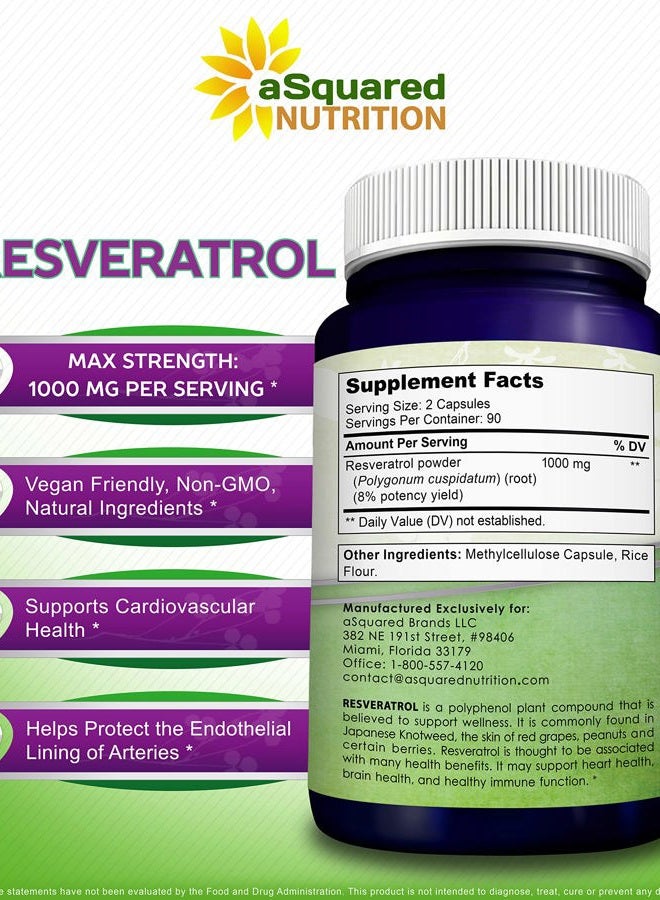 aSquared Nutrition Resveratrol Ultra Strength, 180 Capsules - Image 2