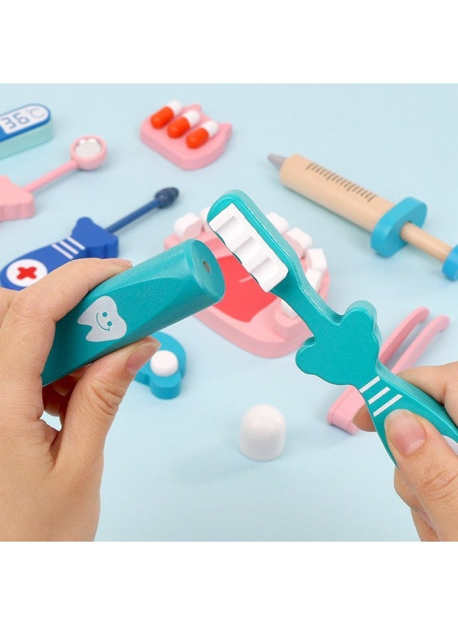 Children's Wooden Play Doctor Toy Simulation Baby Injection Dental Stethoscope Role Simulation Professional Toy-Specifications:T-pink Nurse Suit - Image 5