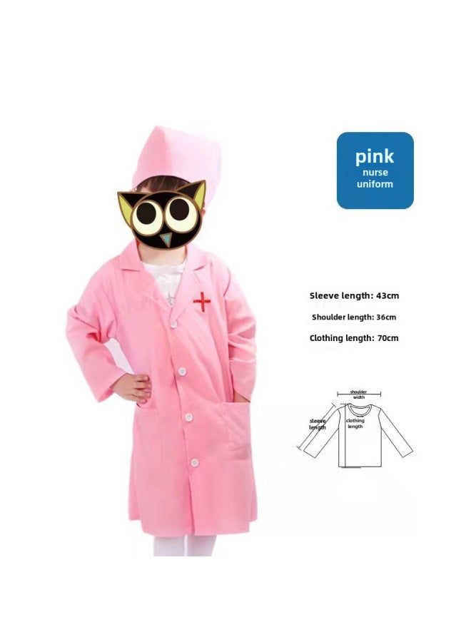 Children's Wooden Play Doctor Toy Simulation Baby Injection Dental Stethoscope Role Simulation Professional Toy-Specifications:T-pink Nurse Suit - Image 1