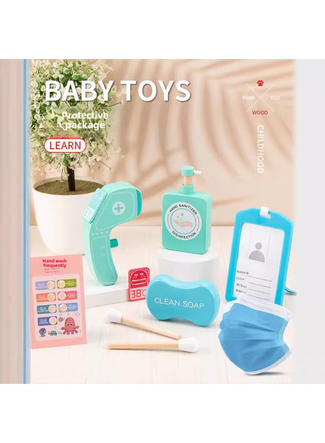 Children's Wooden Play Doctor Toy Simulation Baby Injection Dental Stethoscope Role Simulation Professional Toy-Specifications:T-pink Nurse Suit - Image 3