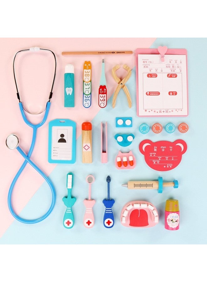 Children's Wooden Play Doctor Toy Simulation Baby Injection Dental Stethoscope Role Simulation Professional Toy-Specifications:T-pink Nurse Suit - Image 4