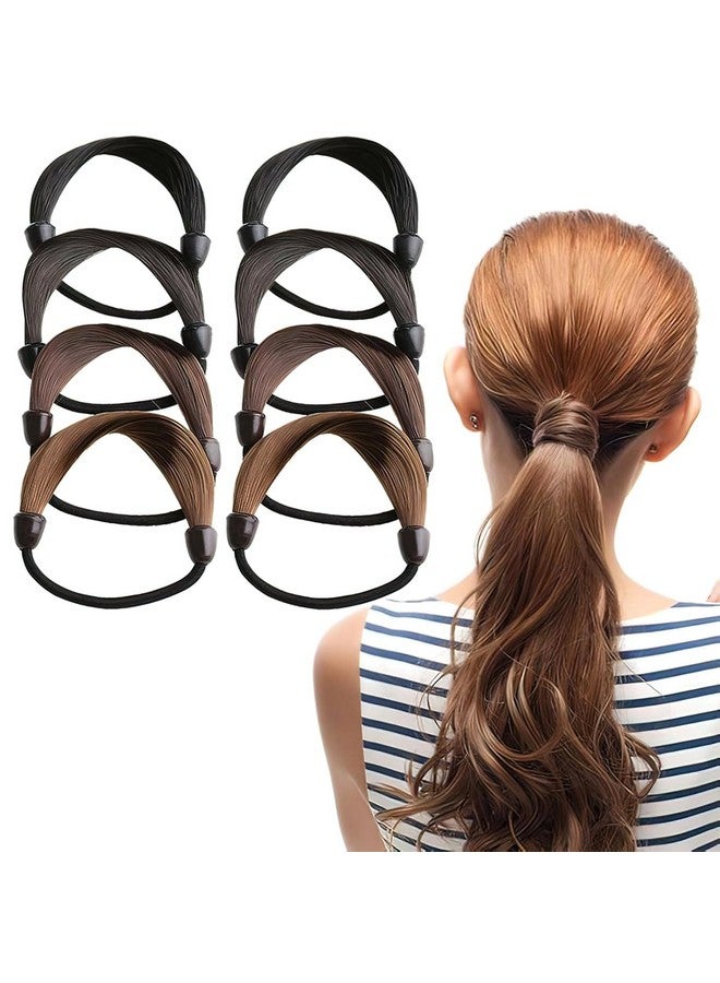 Diversa 8 Pcs Wig Imitation Head Ropes Invisible Hair Band In A Ponytail Hair Ties For Women Ponytail Holders Rubber Band Women's Tiara Hair Accessories - Image 1
