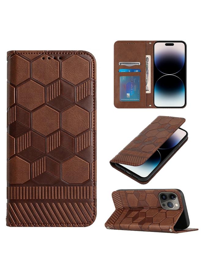 اس-توب جراب هاتف iPhone 14 Pro Max من الجلد المغناطيسي بتصميم كرة القدم - Image 1