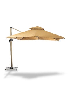 LIVING ACCENTS Hanging Retractable Umbrella with Marble Base Beige 280 x 300 x 300 cm  - Image 1