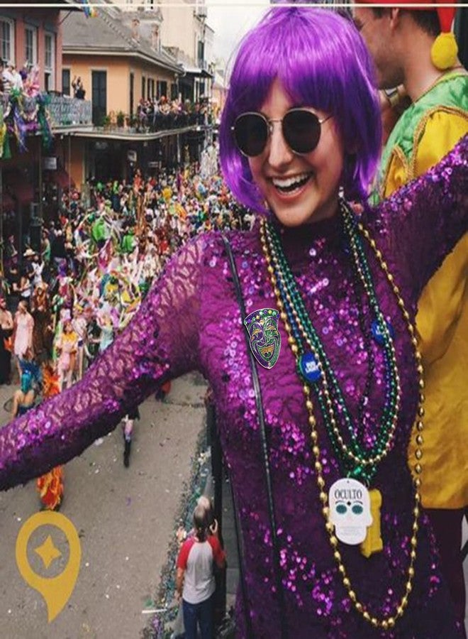 ARATLENCH Mardi Gras Brooches Glitter Fleur de Lis Mask Skull Hat Crown Brooches Pins Festival Holiday Carvinal Party Favor Customer Accessories Gift (Mardi Gras Brooch A sets) - Image 5