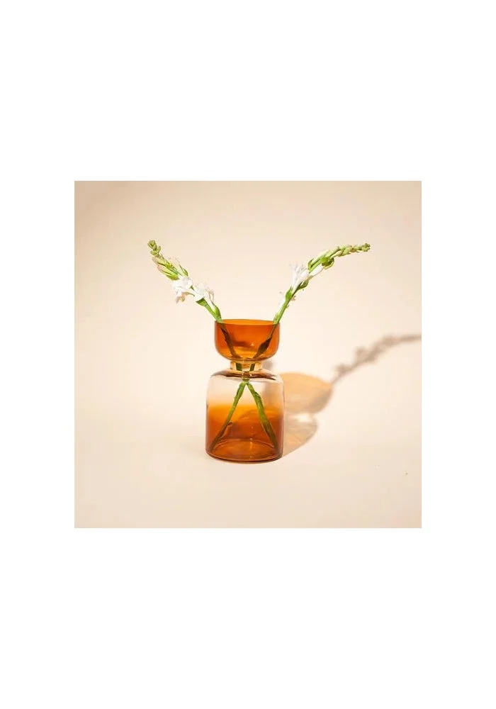 Muun Home Tall Tinted Glass Flower Vase for Home Decor - Haze Brown