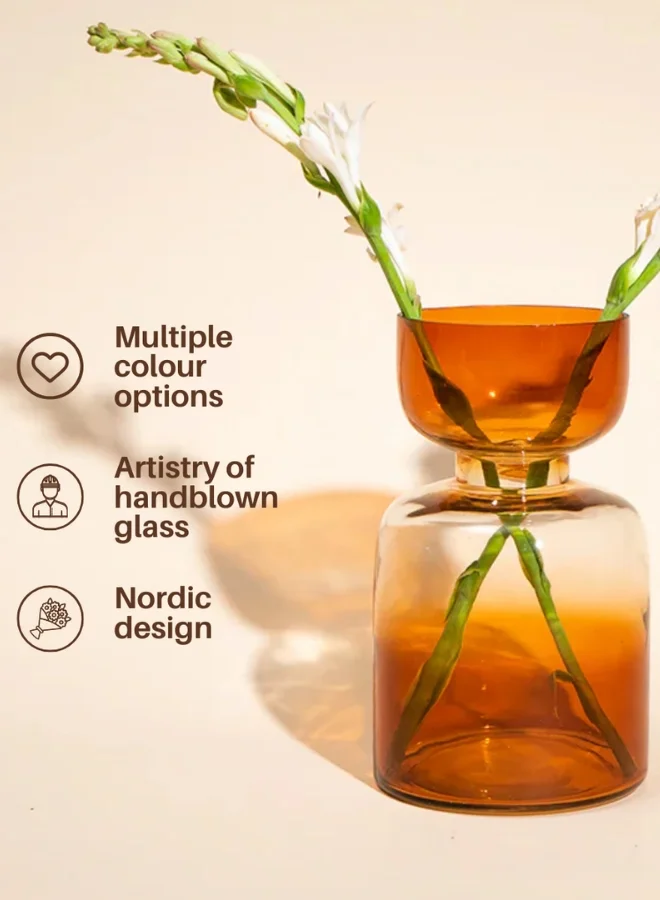 Muun Home Tall Tinted Glass Flower Vase for Home Decor - Haze Brown