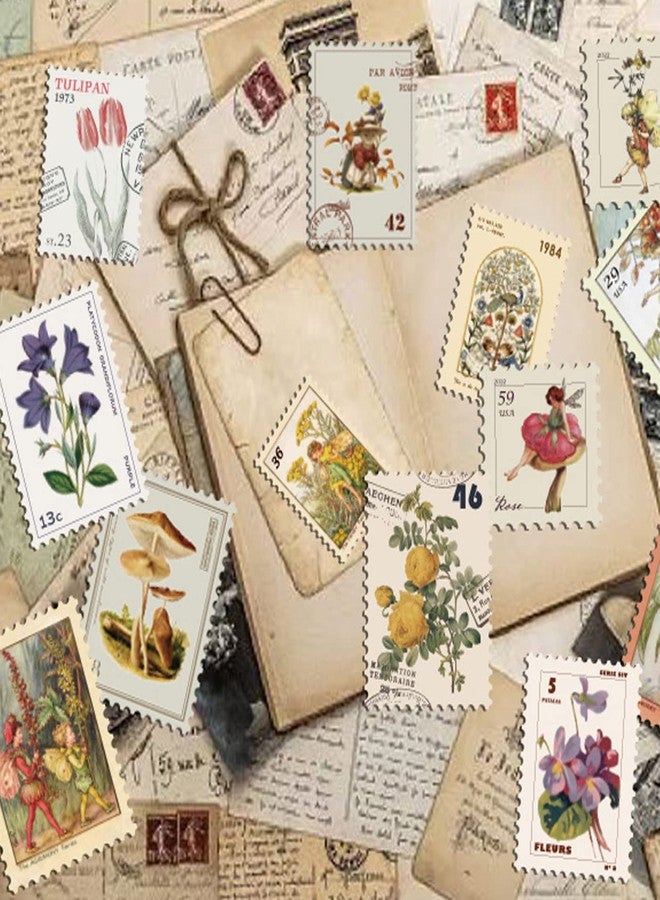 PRSTINCOL Vintage Postage Stamp Stickers for Scrapbook, 100 Pcs Deco Paper Stickers for Bullet Journal,Botanical Fairy Stickers for Junk Journal, DIY Crafts,Collage Album (Stamp-Like) - Image 5