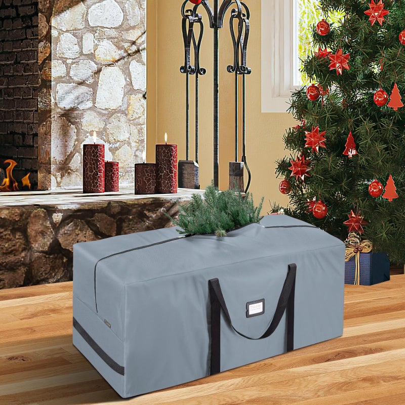 BALEINE 9 ft Christmas Tree Storage Bag, Heavy Duty 900D Oxford Fabric with Reinforced Handles and Dual Zippers Wide Opening, Extra Large Storage Container for Trees (Grey) - Image 3