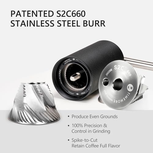 TIMEMORE Chestnut C3 ESP Pro Manual Coffee Grinder, Stainless Steel S2C Conical Burr Hand Coffee Grinder with Foldable Handle, Adjustable Grind Setting for Espresso and Pour Over - Black - Image 3