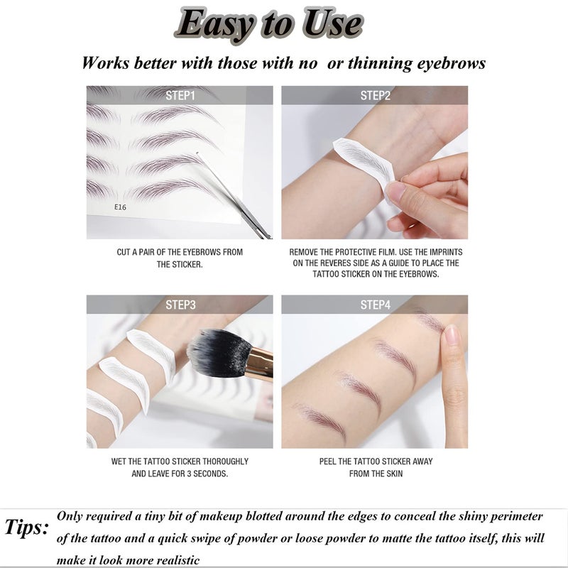 Kyzistn 77Pairs 4D Hair-Like Eyebrow Tattoo Stickers Waterproof Natural Fake Eyebrow Stickers,Long Lasting Eyebrow Grooming Shaping Perfect for Women and Girls (Brown) - Image 4