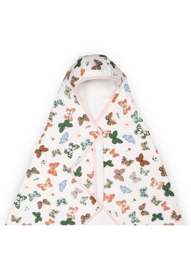 Little Unicorn Premium Hooded Bath Towel| Absorbent Cotton & Terry Blend | Larger Size, 1-6 Years (Butterflies) - Image 2