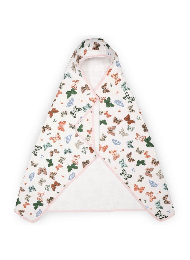 Little Unicorn Premium Hooded Bath Towel| Absorbent Cotton & Terry Blend | Larger Size, 1-6 Years (Butterflies) - Image 1
