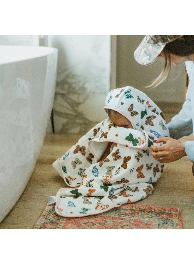 Little Unicorn Premium Hooded Bath Towel| Absorbent Cotton & Terry Blend | Larger Size, 1-6 Years (Butterflies) - Image 5