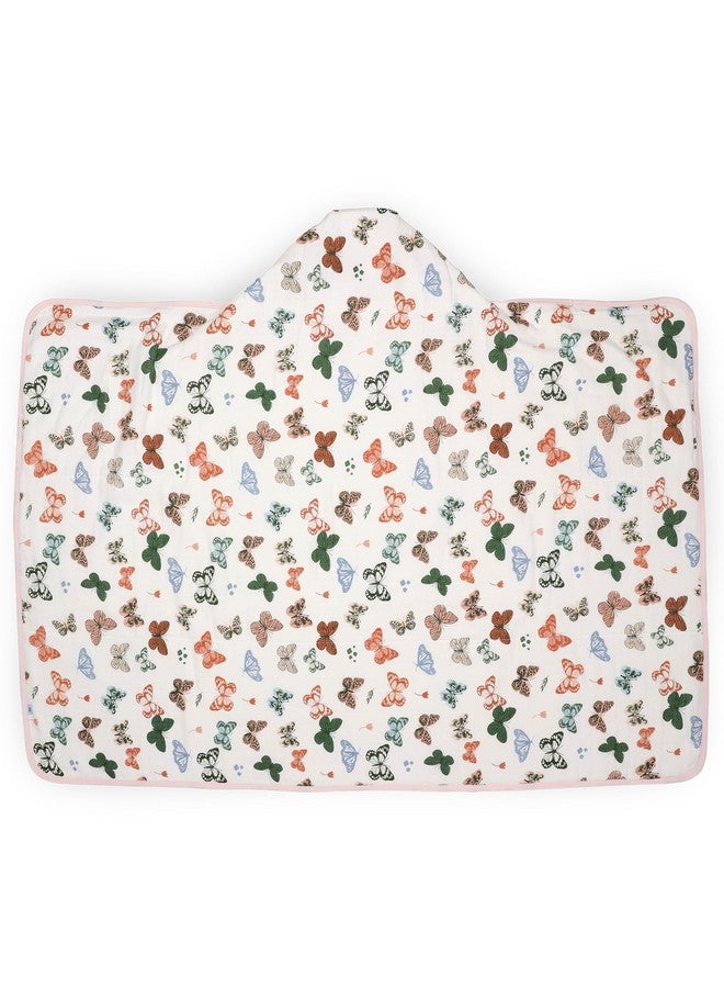 Little Unicorn Premium Hooded Bath Towel| Absorbent Cotton & Terry Blend | Larger Size, 1-6 Years (Butterflies) - Image 3