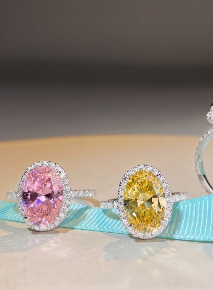 Yellow Diamond Elliptic Shape Ring,Super Shiny And Flash, Opening Adjustable,Precious Yellow Gemstones Ring, Vintage Diamond Ring Dedicate Party Ring, Wedding Proposal Ring,Luxurious Ring,With Box Packing - Image 2