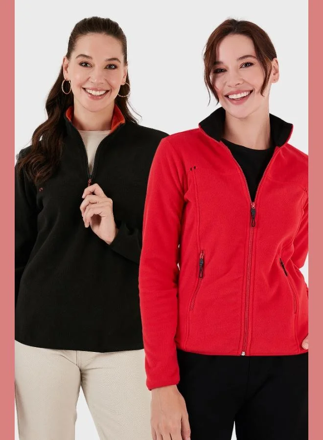 ليلا جاكيت نسائي من الفليس قطعتين ليلى بقصة ضيقة ناعم مقاوم للتكتل وعدم الوبر