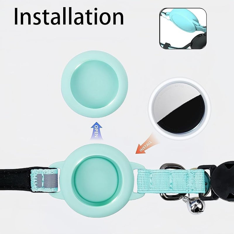 Woyinger Reflective Breakaway Cat Collars, with Luminous Design at Night, Hidden GPS Tracker AirTag Safety Buckle Kitten Collar, Safety Elastic Band Cat GPS Collars for Cats(Mint Green) - Image 4