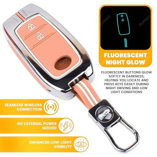 Coll of Fest Metal Silicon Key Cover Compatible for Toyota Innova Crysta, Innova HyCross, Hilux 2 Button Smart Key Cover Metal Protections Special Feature Visible in Low-Light Conditions - Image 3