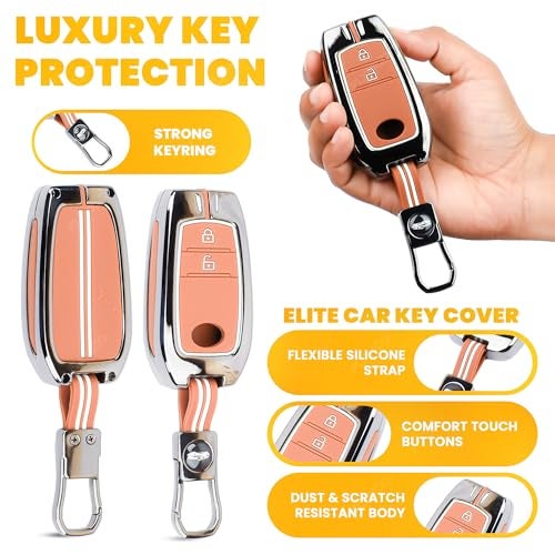 Coll of Fest Metal Silicon Key Cover Compatible for Toyota Innova Crysta, Innova HyCross, Hilux 2 Button Smart Key Cover Metal Protections Special Feature Visible in Low-Light Conditions - Image 5