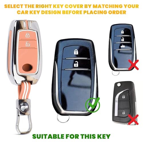 Coll of Fest Metal Silicon Key Cover Compatible for Toyota Innova Crysta, Innova HyCross, Hilux 2 Button Smart Key Cover Metal Protections Special Feature Visible in Low-Light Conditions - Image 2