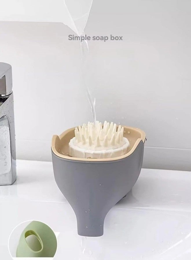 PLIRAXY Wall Mounted Soap Box with Flip Cover and Drain Tray | Detachable Inner Support | Adhesive Sticker Installation | ABS Soap Holder for Bathroom (Elephant Soap Holder) - Image 4