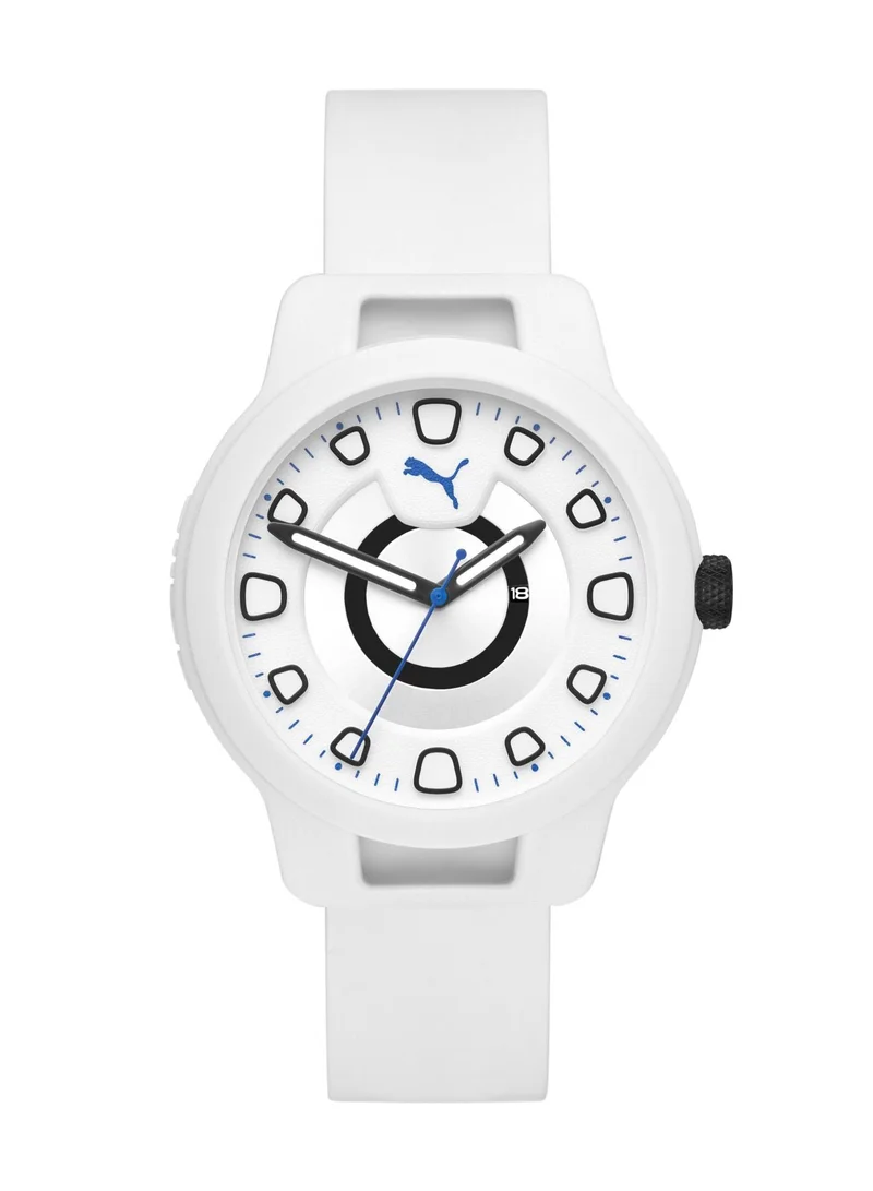 PUMA Reset V1 Analog Quartz Watch for Men With White Silicone Band- 3 ATM - PU P5009