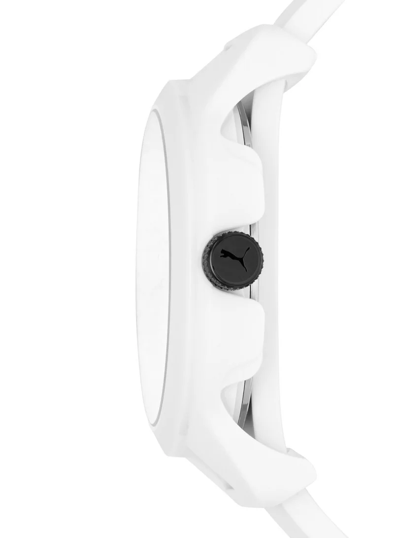 PUMA Reset V1 Analog Quartz Watch for Men With White Silicone Band- 3 ATM - PU P5009