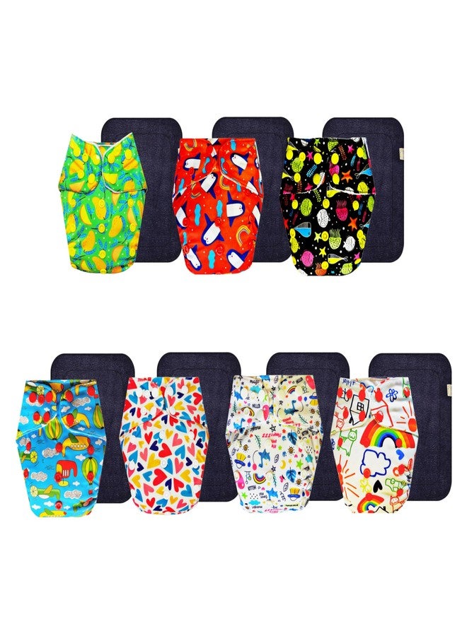 حفاضات قماشية فاخرة من دمبلدو مع حشوة سوداء (عبوة من 7 قطع) | ناعمة ولطيفة | تسمح بمرور الهواء | سهلة التنظيف | مناسبة للارتداء طوال اليوم | من 3 أشهر إلى 3 سنوات | مناسبة للجنسين - Image 1