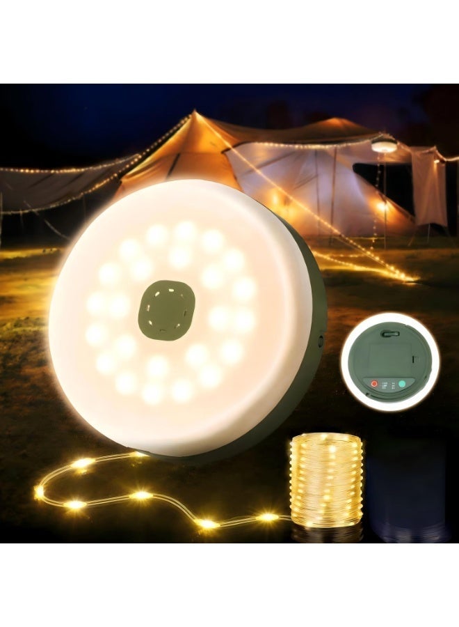 Rechargeable LED Camping String Lights, Waterproof Portable Hanging Tent Lights with Quick Storage for Patio, Awning, Garden, Party & Outdoor Camping - Image 1