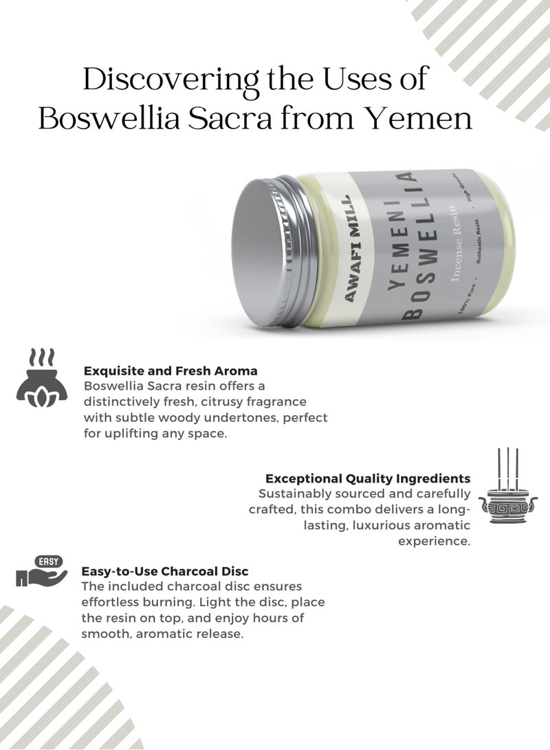 أباميك اللبان المقدس من اليمن الراتنج العطري الأصفر مع قرص الفحم المثلث - Image 2