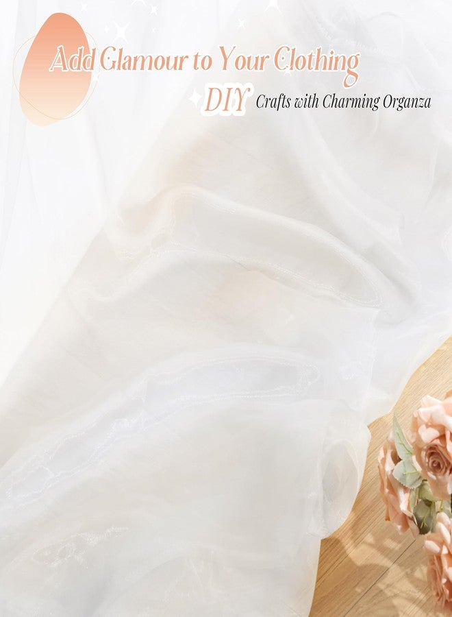 P Pothuiny Sheer Organza Fabric by The Yard, 1 Yard x 60 Inch Wide Bridal White Organza Tulle Fabric Roll Shiny Gauze Fashion Dress Sewing Craft for Wedding Party Decorations Backdrop - Image 4