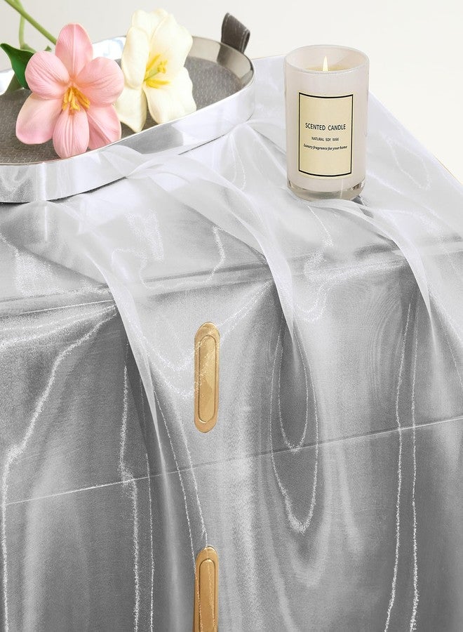 P Pothuiny Sheer Organza Fabric by The Yard, 1 Yard x 60 Inch Wide Bridal White Organza Tulle Fabric Roll Shiny Gauze Fashion Dress Sewing Craft for Wedding Party Decorations Backdrop - Image 2