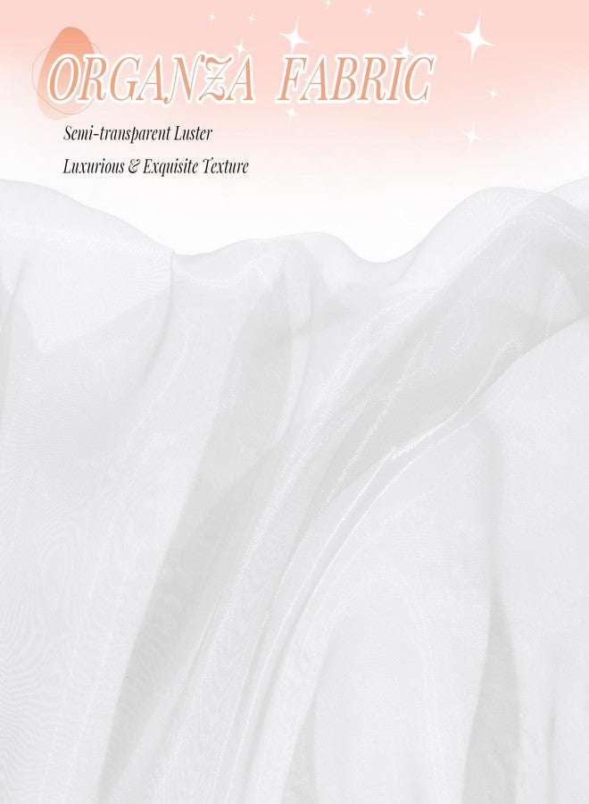 P Pothuiny Sheer Organza Fabric by The Yard, 1 Yard x 60 Inch Wide Bridal White Organza Tulle Fabric Roll Shiny Gauze Fashion Dress Sewing Craft for Wedding Party Decorations Backdrop - Image 5