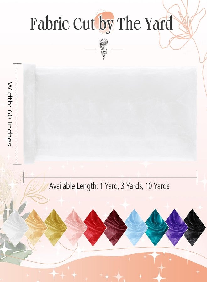 P Pothuiny Sheer Organza Fabric by The Yard, 1 Yard x 60 Inch Wide Bridal White Organza Tulle Fabric Roll Shiny Gauze Fashion Dress Sewing Craft for Wedding Party Decorations Backdrop - Image 3