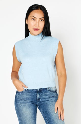 Women Mock Neck Cap Sleeves Knitted Top, Sky Blue - pzsku/ZFEE147DCF618875F11F8Z/45/1746224800/ee260b7b-efc0-42b6-9bd4-10fced48efd5