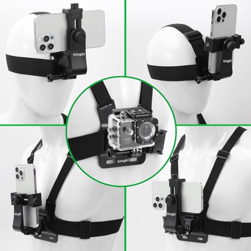 KINGKI Mobile Phone Chest Strap Harness Mount Head Strap Holder Kit for POV/VLOG,Cell Phone Clip Compatible with iPhone,Samsung,GoPro Hero 12, 11,10, 9, 8, AKASO,DJI Osmo,and Action Cameras… - Image 2