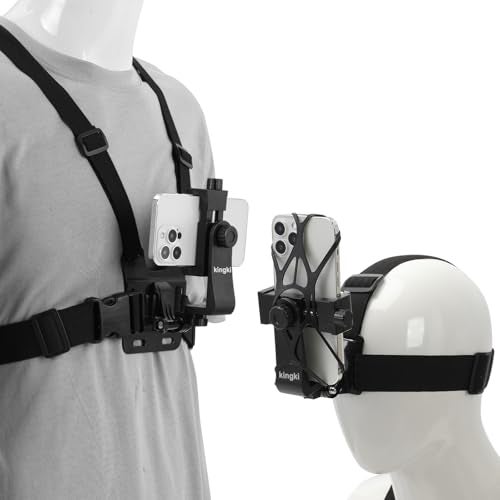 KINGKI Mobile Phone Chest Strap Harness Mount Head Strap Holder Kit for POV/VLOG,Cell Phone Clip Compatible with iPhone,Samsung,GoPro Hero 12, 11,10, 9, 8, AKASO,DJI Osmo,and Action Cameras… - Image 1