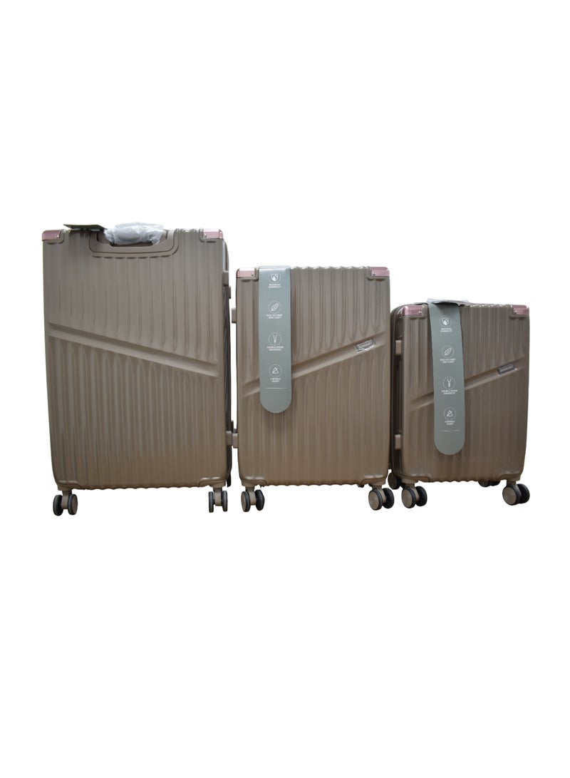 GoSmart 3-Piece Hard Shell Luggage Set with 360° Spinner Wheels, TSA Lock, Beige (Small, Medium & Large)
