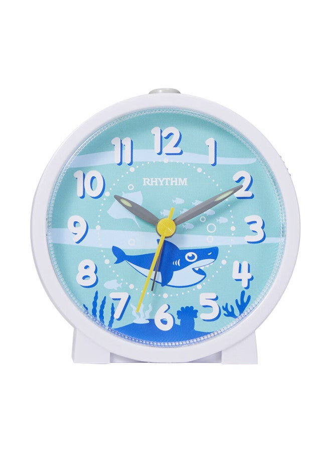 Rhythm Student Silent Alarm Clock, Children's Cartoon Alarm Clock, Cute Creative Bedside Clock, 9.3cm Sea Blue, Cre306nr03 - Image 2