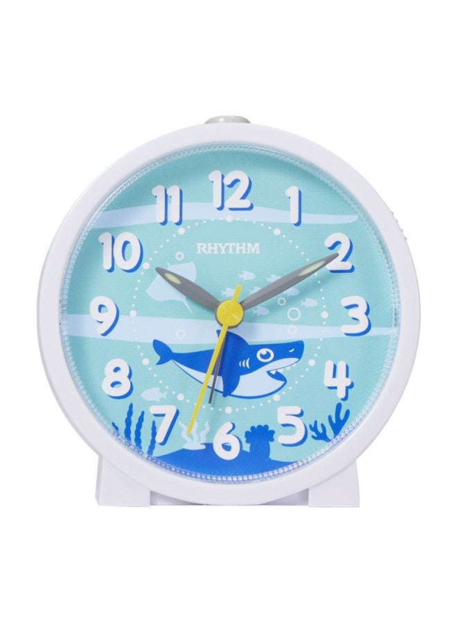 Rhythm Student Silent Alarm Clock, Children's Cartoon Alarm Clock, Cute Creative Bedside Clock, 9.3cm Sea Blue, Cre306nr03 - Image 1