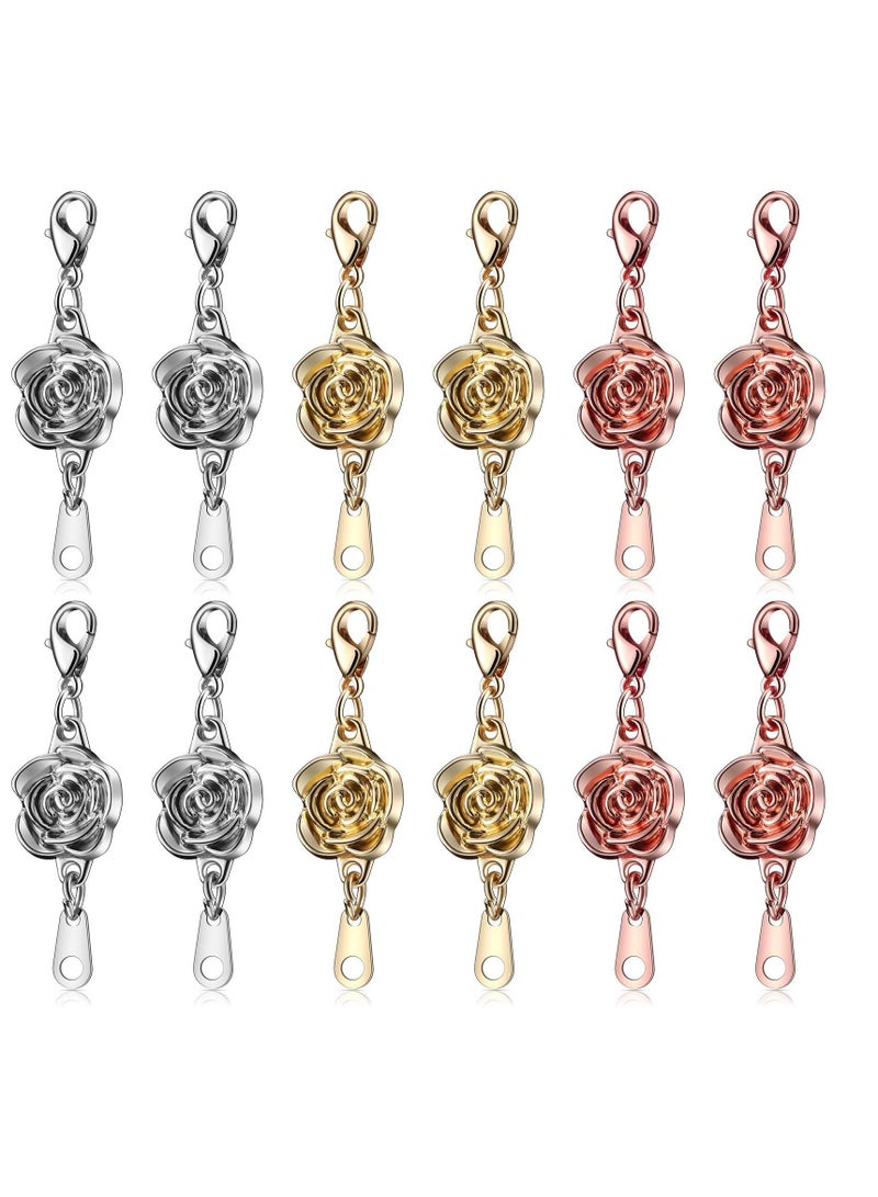 SYOSI 12 قطعة مشبك مغناطيسي قفل وردي للمجوهرات مشبك مغناطيسي قلادة إغلاق مشبك قنفذ محول سلسلة موسع للمجوهرات DIY قلادات أساور (ذهبي، فضي، وردي) - Image 1