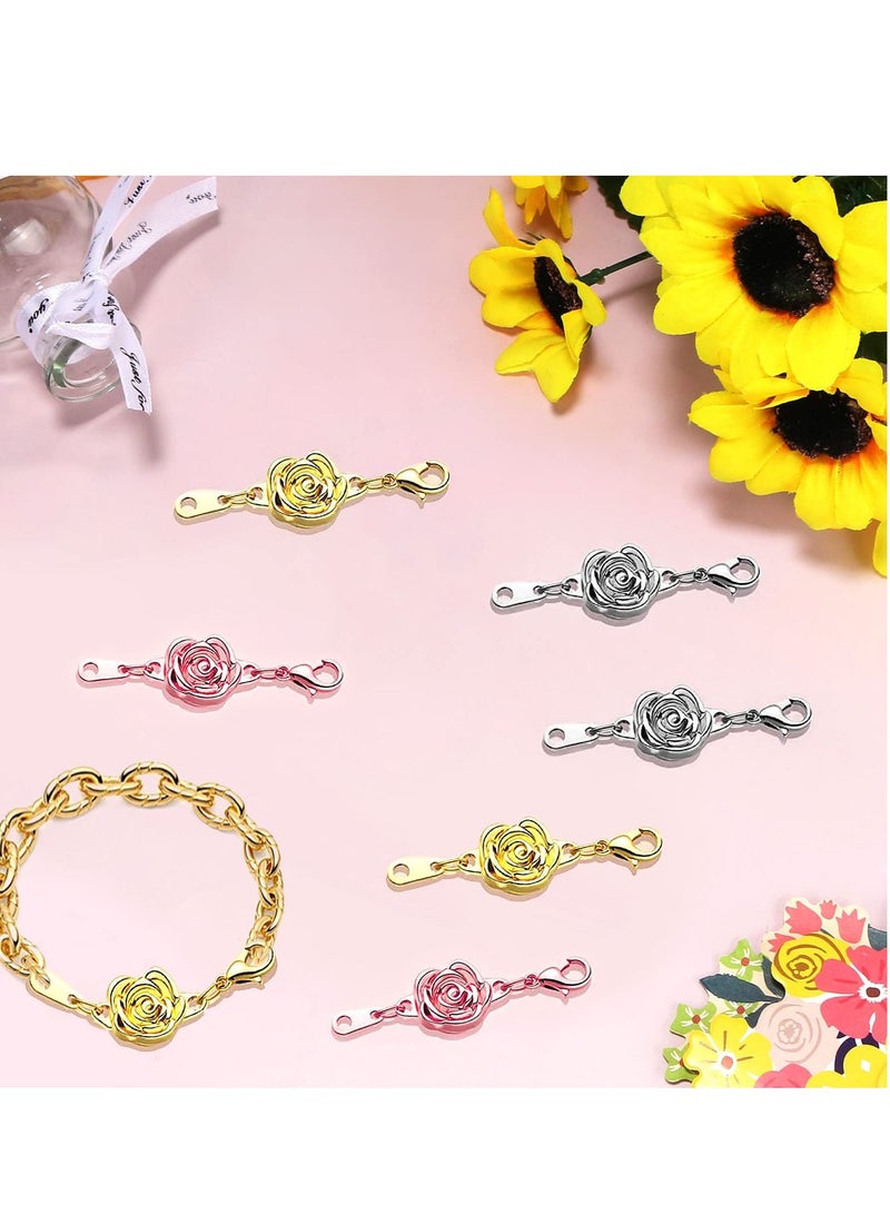 SYOSI 12 قطعة مشبك مغناطيسي قفل وردي للمجوهرات مشبك مغناطيسي قلادة إغلاق مشبك قنفذ محول سلسلة موسع للمجوهرات DIY قلادات أساور (ذهبي، فضي، وردي) - Image 5
