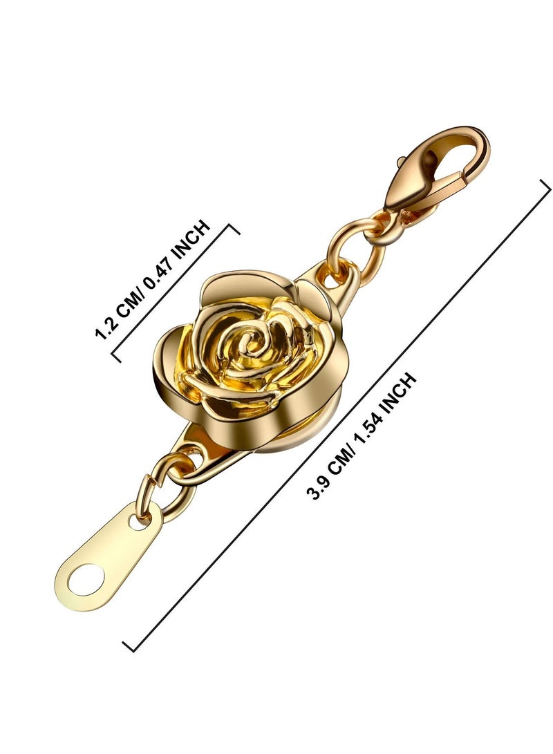 SYOSI 12 قطعة مشبك مغناطيسي قفل وردي للمجوهرات مشبك مغناطيسي قلادة إغلاق مشبك قنفذ محول سلسلة موسع للمجوهرات DIY قلادات أساور (ذهبي، فضي، وردي) - Image 2