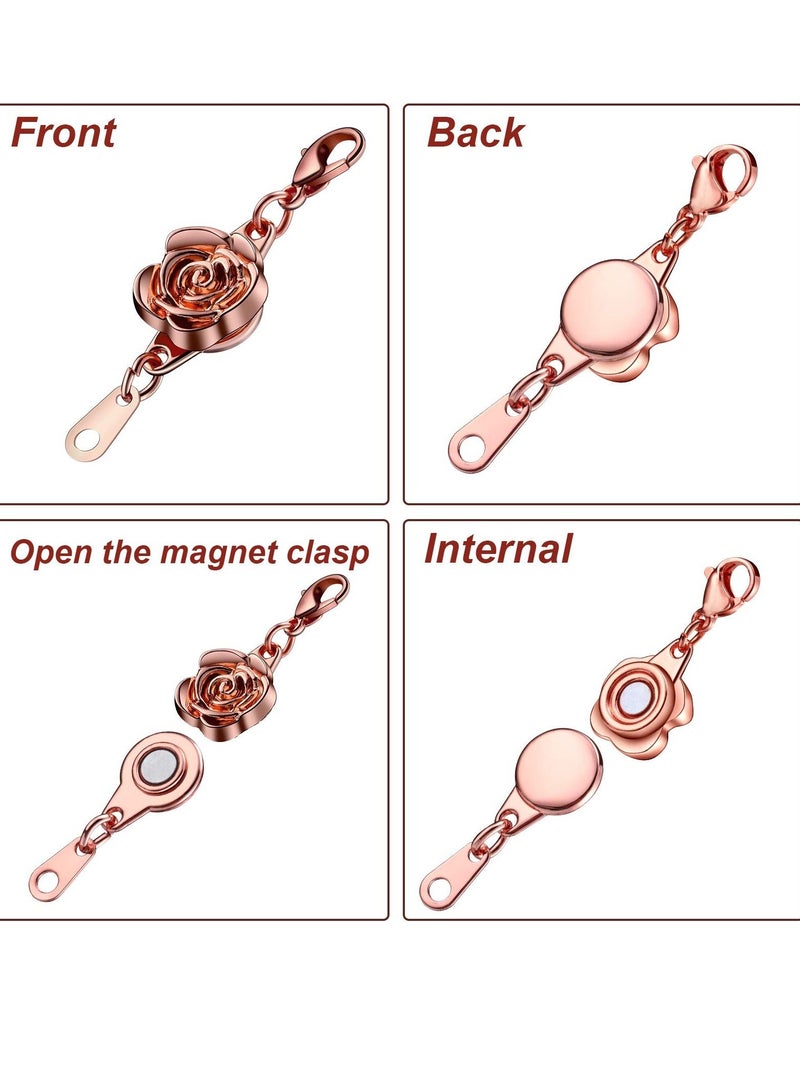 SYOSI 12 قطعة مشبك مغناطيسي قفل وردي للمجوهرات مشبك مغناطيسي قلادة إغلاق مشبك قنفذ محول سلسلة موسع للمجوهرات DIY قلادات أساور (ذهبي، فضي، وردي) - Image 4