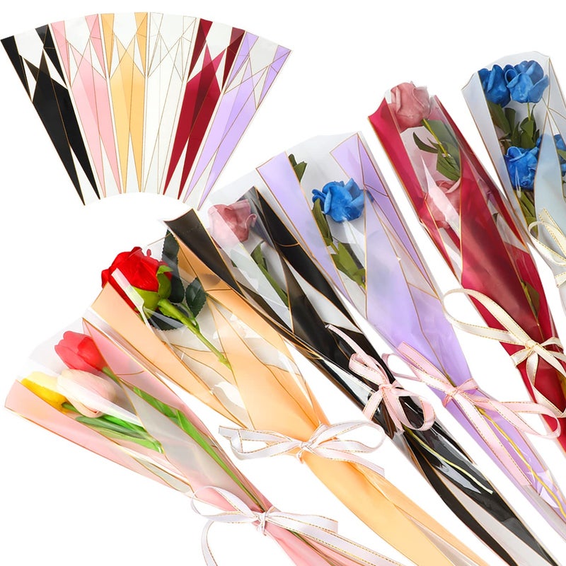 FOIMAS 120pcs Single Flower Sleeves Wrapping Bags Single Rose Florist Bouquet Packaging Bags for Floral Arrangement Supply Wedding Valentine's Day Mother's Day - Image 1