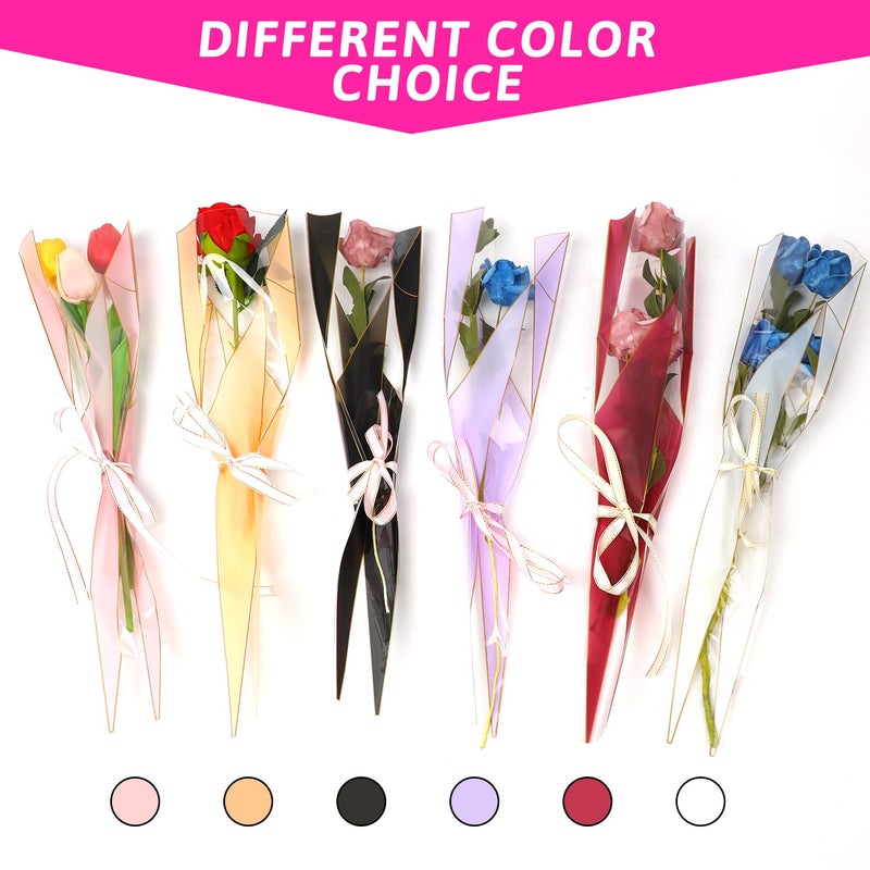 FOIMAS 120pcs Single Flower Sleeves Wrapping Bags Single Rose Florist Bouquet Packaging Bags for Floral Arrangement Supply Wedding Valentine's Day Mother's Day - Image 3