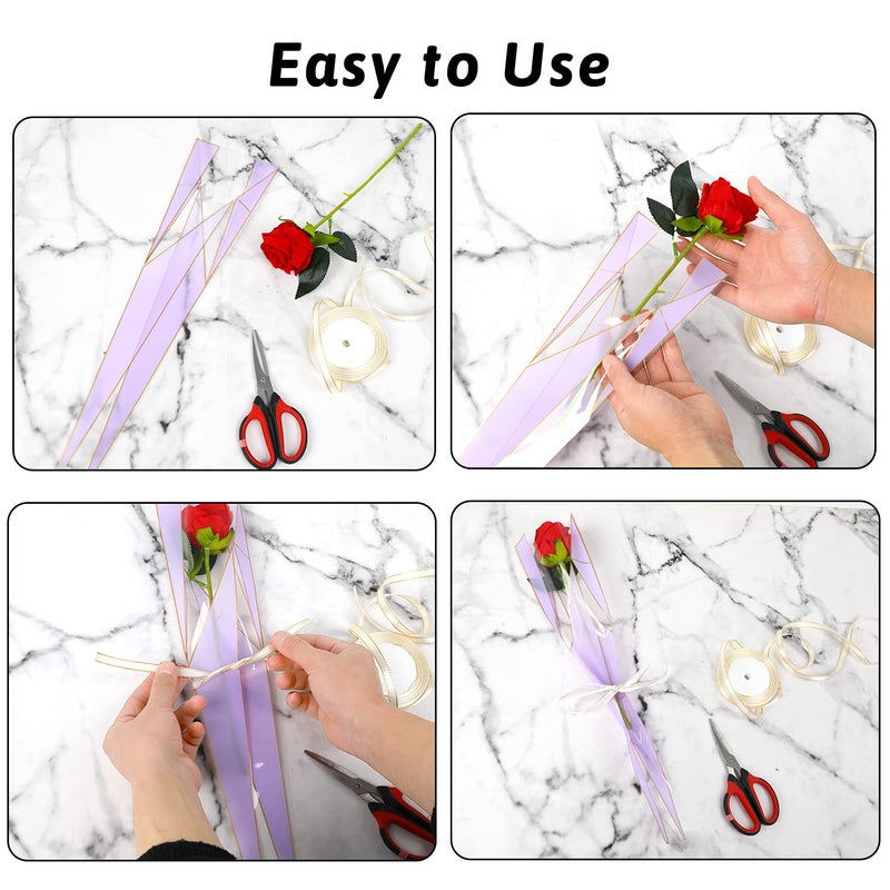 FOIMAS 120pcs Single Flower Sleeves Wrapping Bags Single Rose Florist Bouquet Packaging Bags for Floral Arrangement Supply Wedding Valentine's Day Mother's Day - Image 5